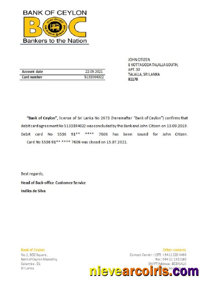 Sri Lanka BOC closure reference